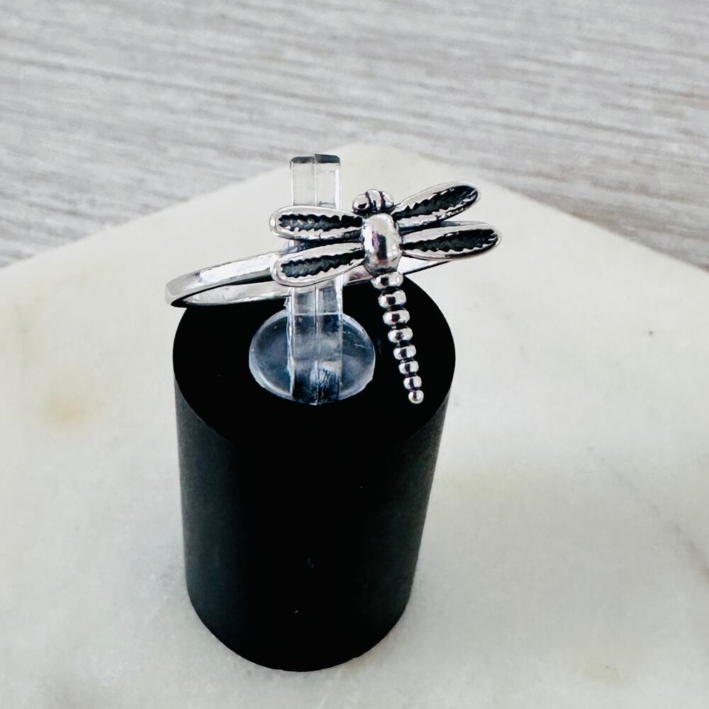 Sterling Silver Dainty Dragonfly Ring - Picture 3 of 7